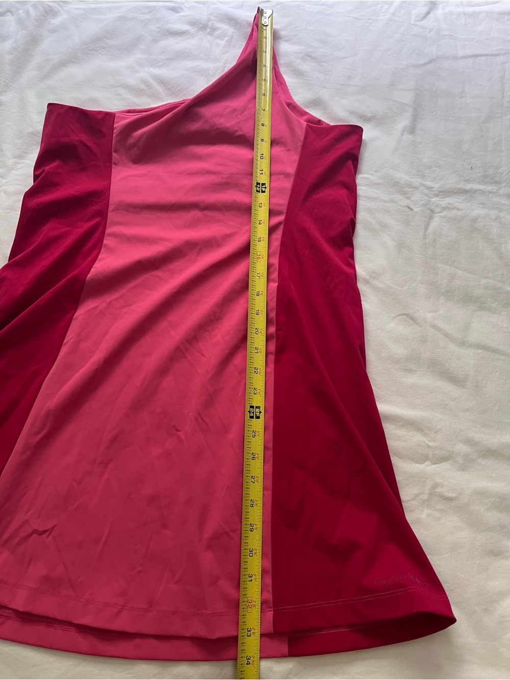 Outdoor Voices One Shoulder Dress Pink Colorblock Azalea Ruby Athleisure XL - Picture 9 of 9